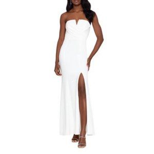 Xscape Notch-Neck Strapless Gown Women White Size 8